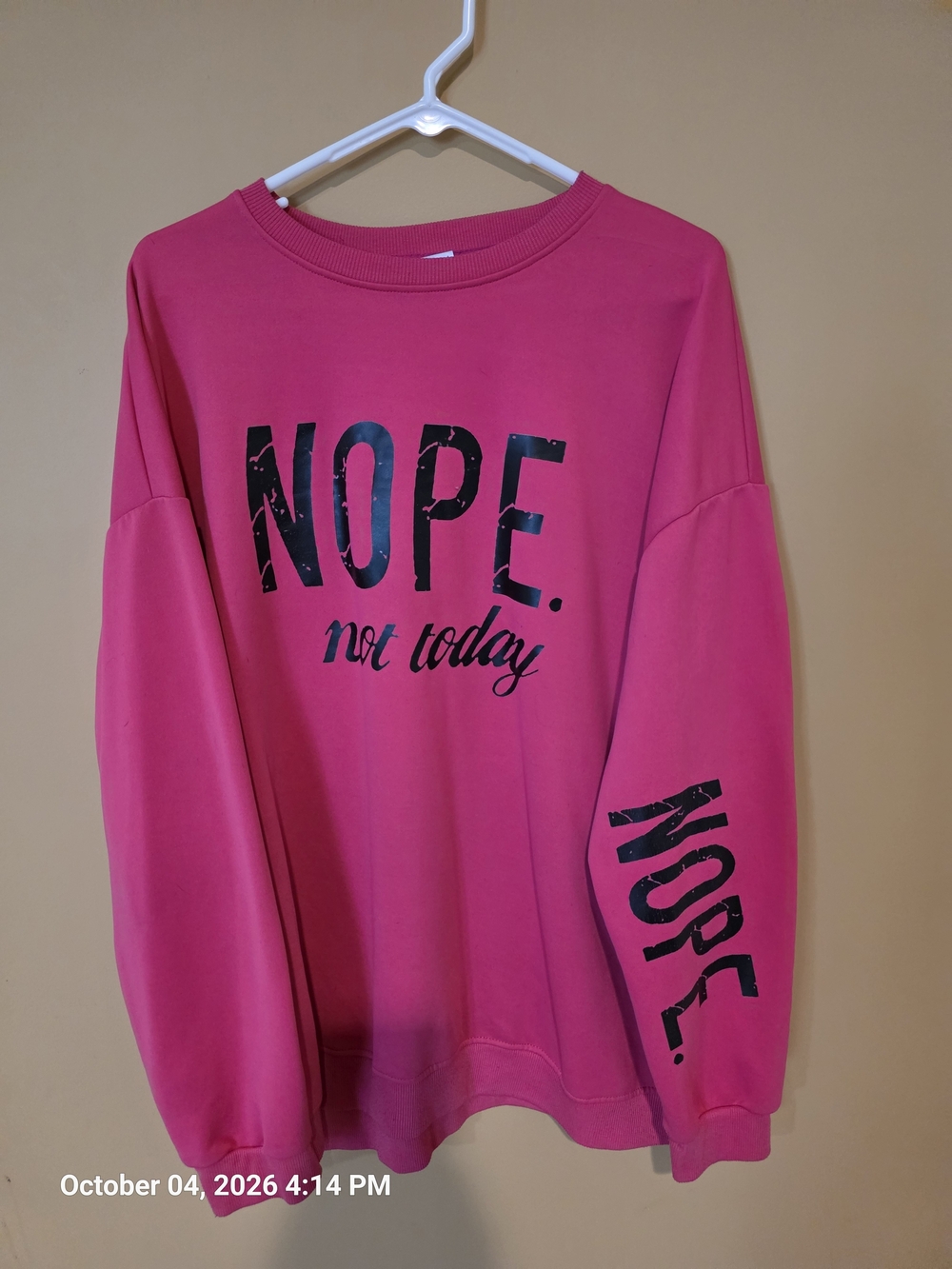 Women's Pink 'NOPE. not today' Graphic Crewneck Sweatshirt